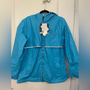 Blue rain jacket